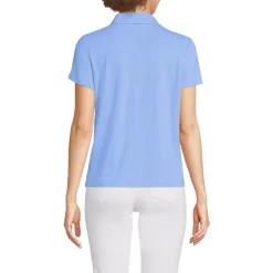 Women's Linen Blend Short Sleeve Button Front Polo Top