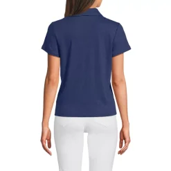 Women's Linen Blend Short Sleeve Button Front Polo Top