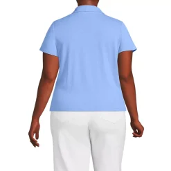 Women's Linen Blend Short Sleeve Button Front Polo Top