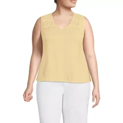 Women's Linen Blend Smocked Flowy Tank