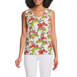 Women's Linen Blend Smocked Flowy Tank