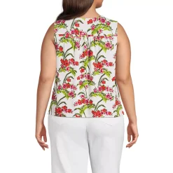 Women's Linen Blend Smocked Flowy Tank