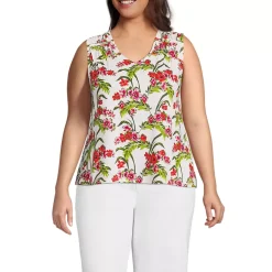 Women's Linen Blend Smocked Flowy Tank