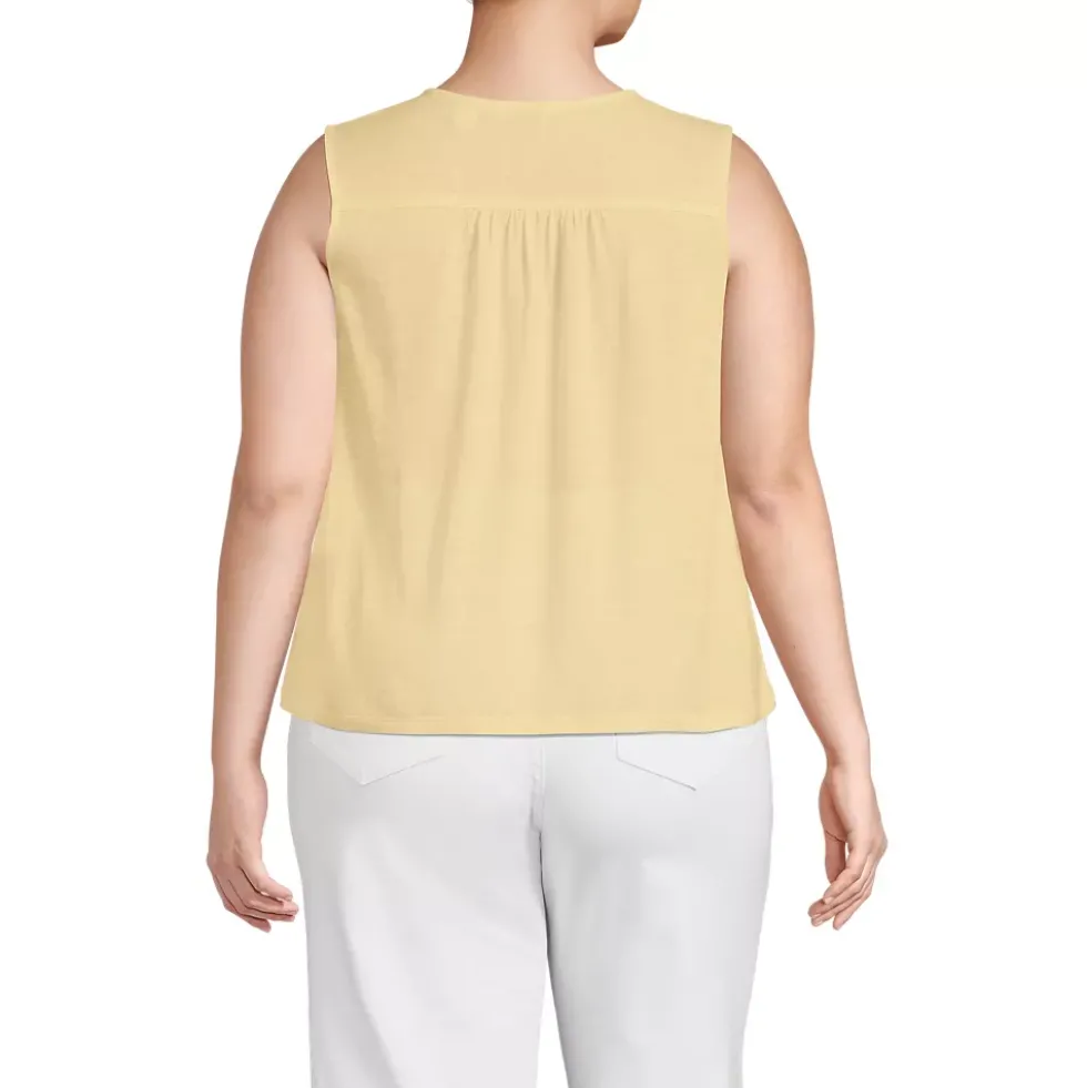 Women's Linen Blend Smocked Flowy Tank