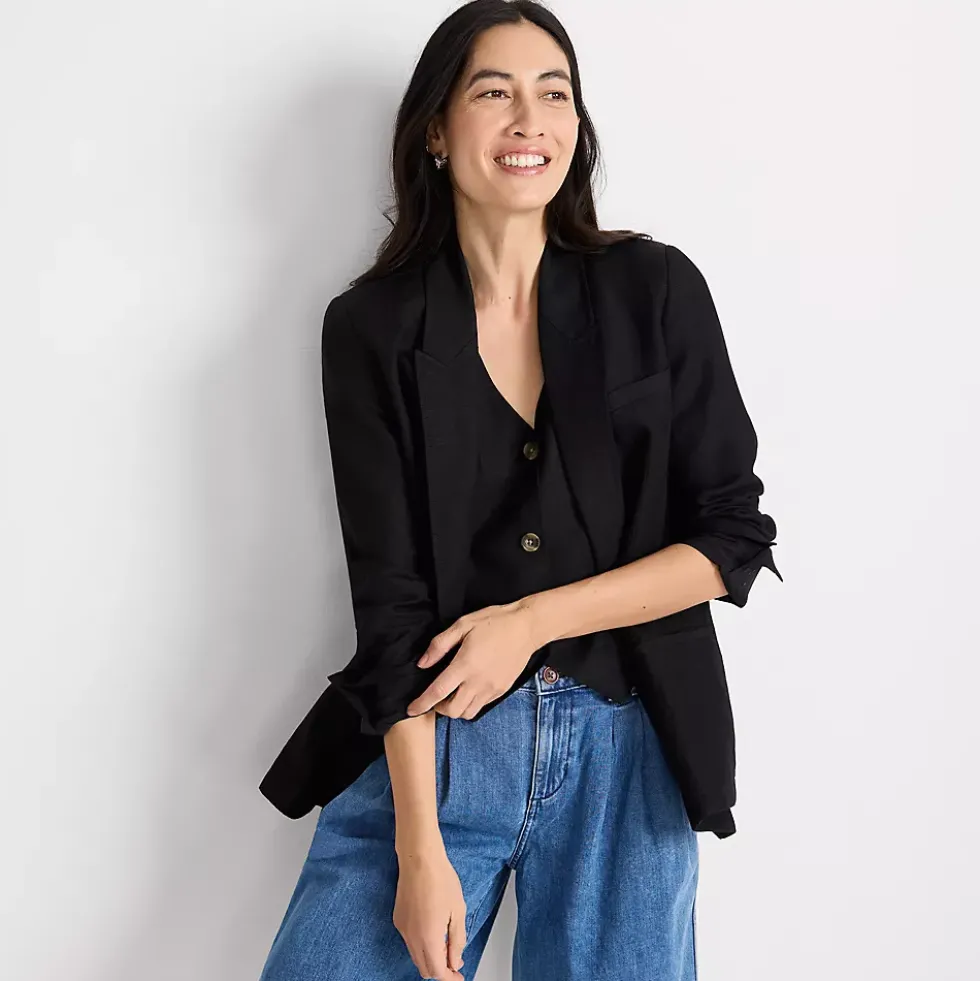 Women's Linen Double Breasted Blazer