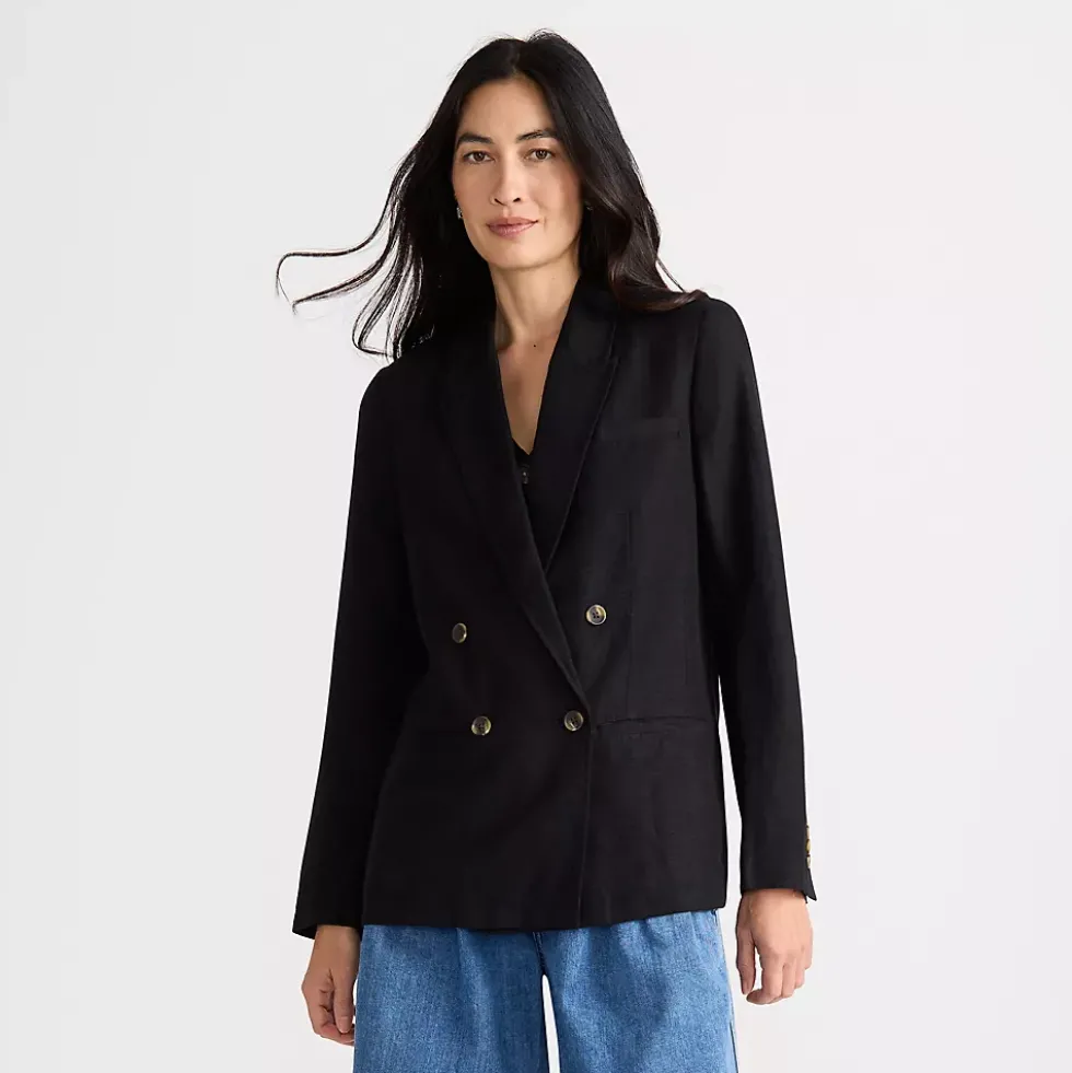 Women's Linen Double Breasted Blazer