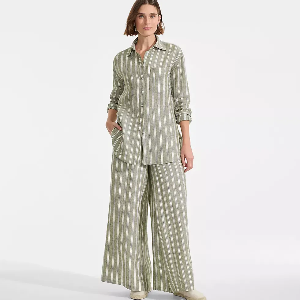 Women's Linen High Rise Palazzo Pants - Set Bottom