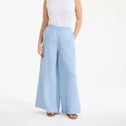 Women's Linen High Rise Palazzo Pants - Set Bottom