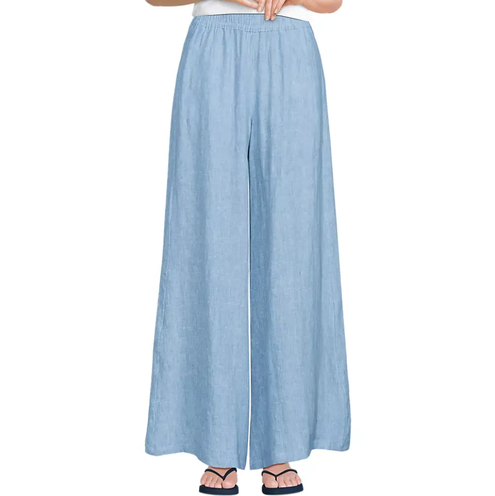Women's Linen High Rise Palazzo Pants - Set Bottom