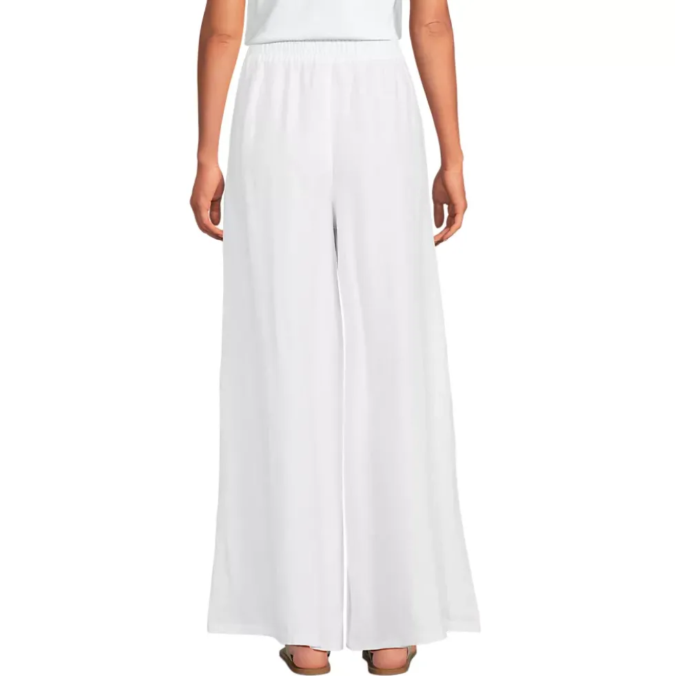 Women's Linen High Rise Palazzo Pants - Set Bottom
