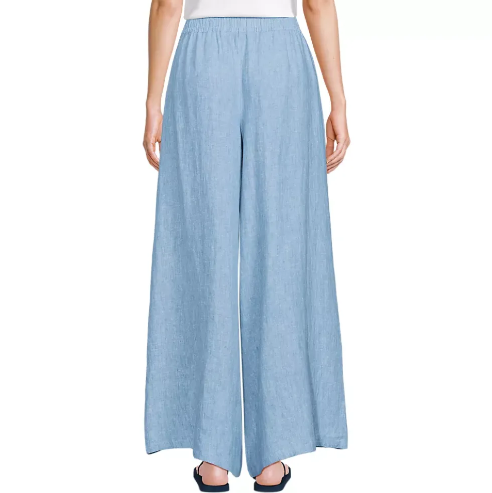 Women's Linen High Rise Palazzo Pants - Set Bottom