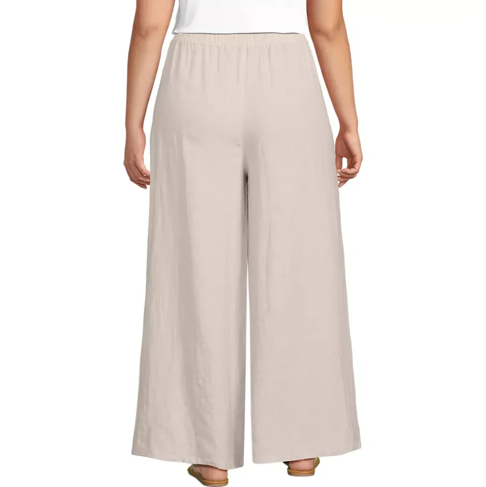 Women's Linen High Rise Palazzo Pants - Set Bottom