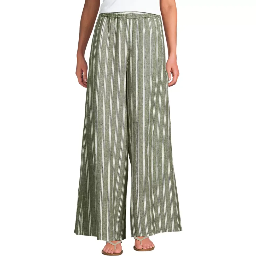 Women's Linen High Rise Palazzo Pants - Set Bottom