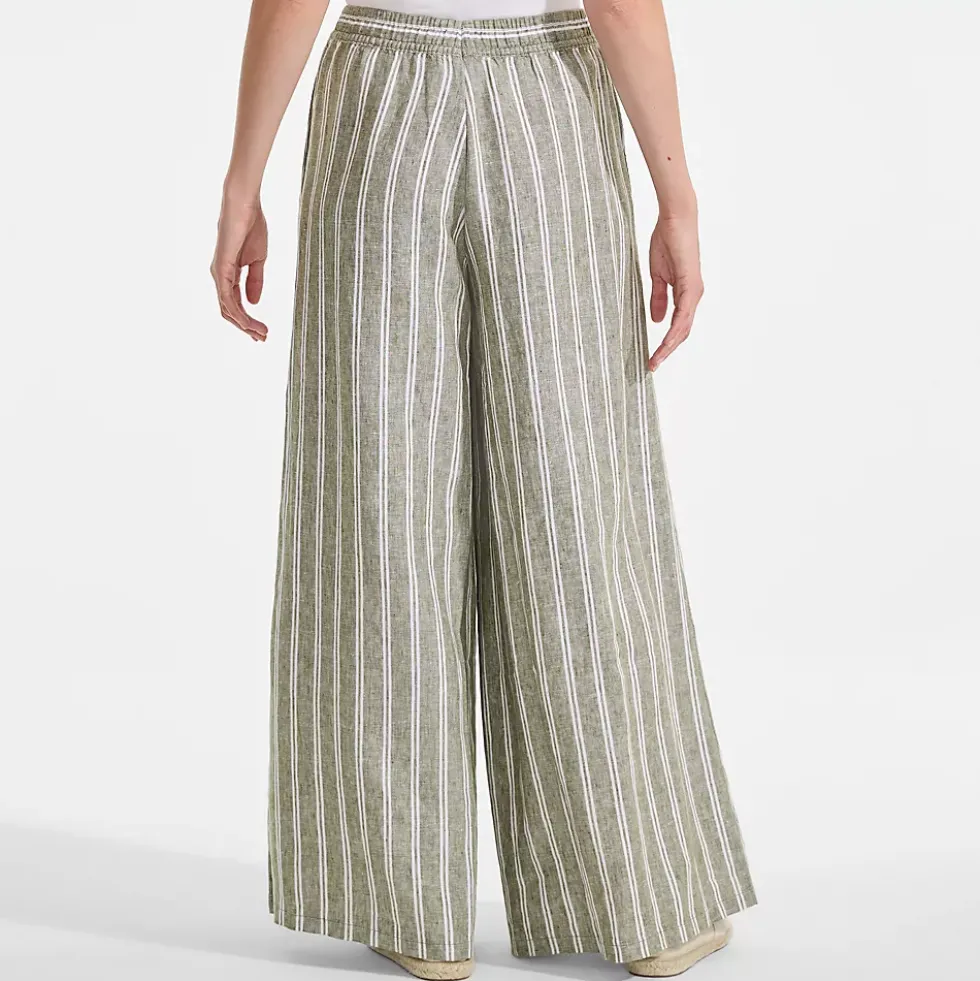 Women's Linen High Rise Palazzo Pants - Set Bottom