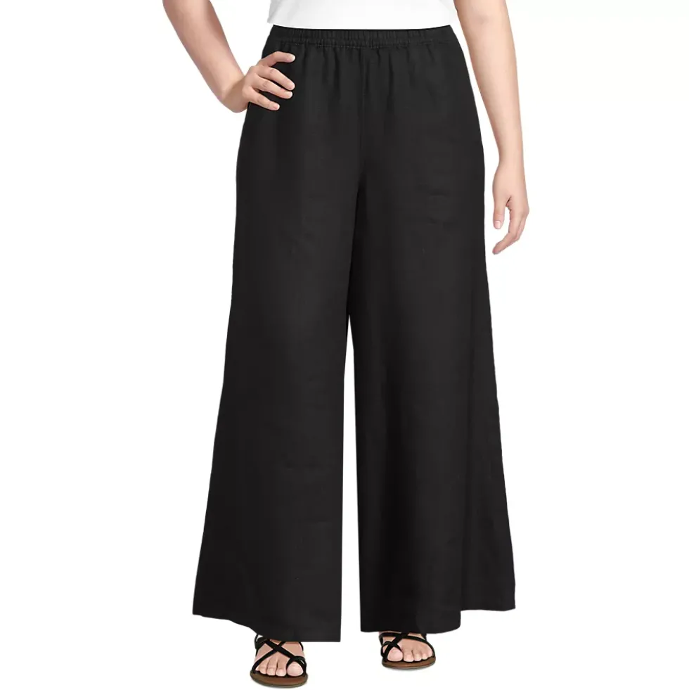 Women's Linen High Rise Palazzo Pants - Set Bottom