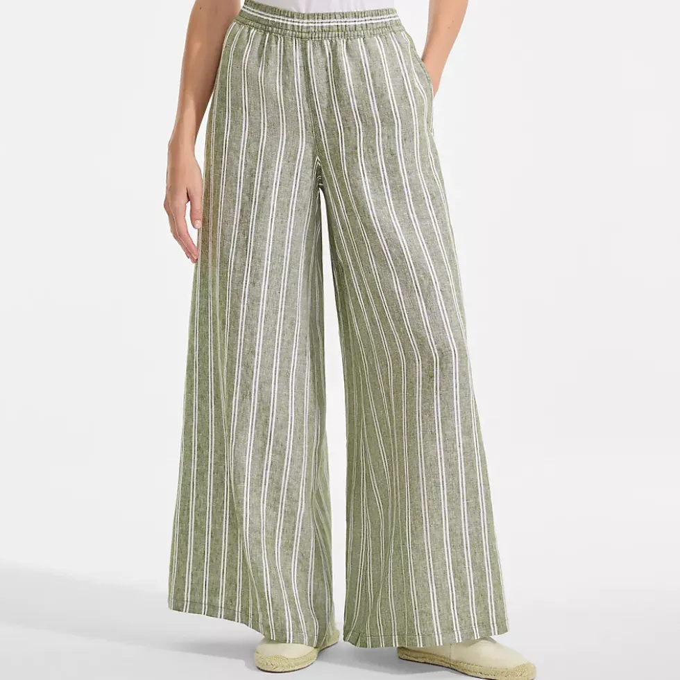 Women's Linen High Rise Palazzo Pants - Set Bottom