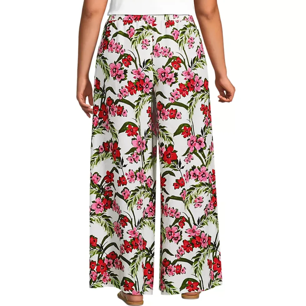 Women's Linen High Rise Palazzo Pants - Set Bottom