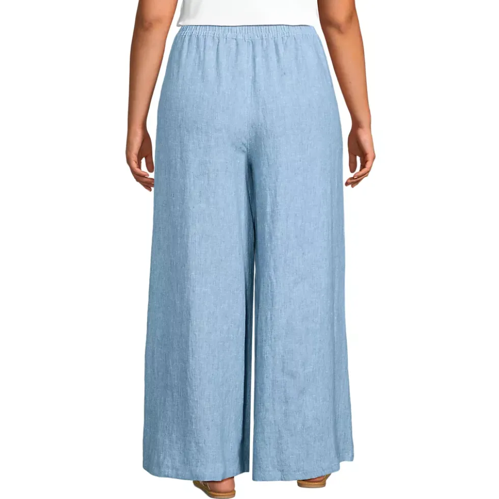 Women's Linen High Rise Palazzo Pants - Set Bottom