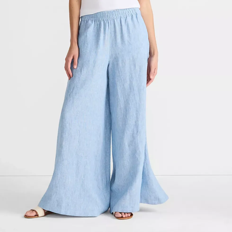 Women's Linen High Rise Palazzo Pants - Set Bottom