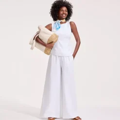 Women's Linen High Rise Palazzo Pants - Set Bottom