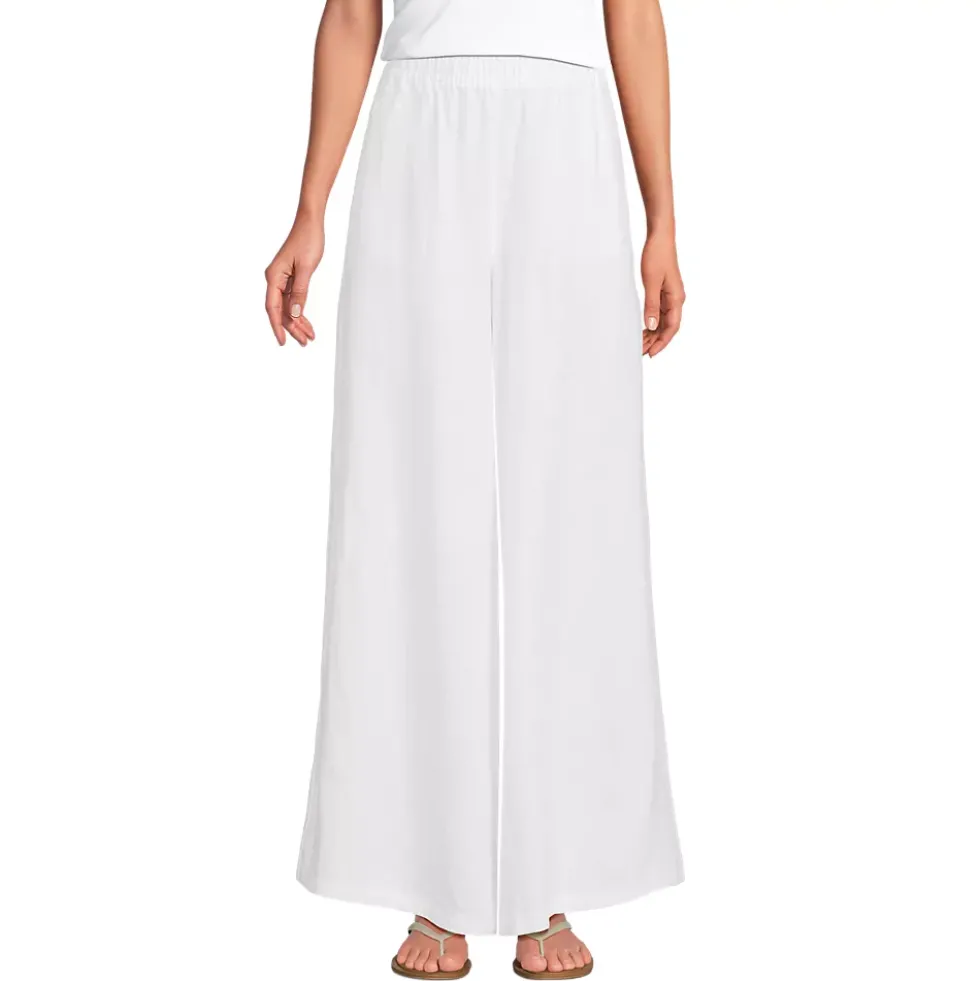 Women's Linen High Rise Palazzo Pants - Set Bottom