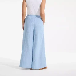 Women's Linen High Rise Palazzo Pants - Set Bottom