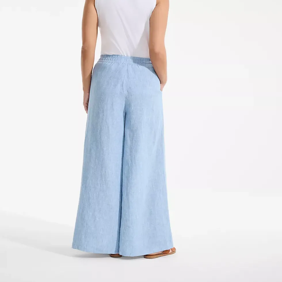Women's Linen High Rise Palazzo Pants - Set Bottom