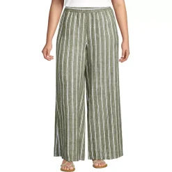 Women's Linen High Rise Palazzo Pants - Set Bottom
