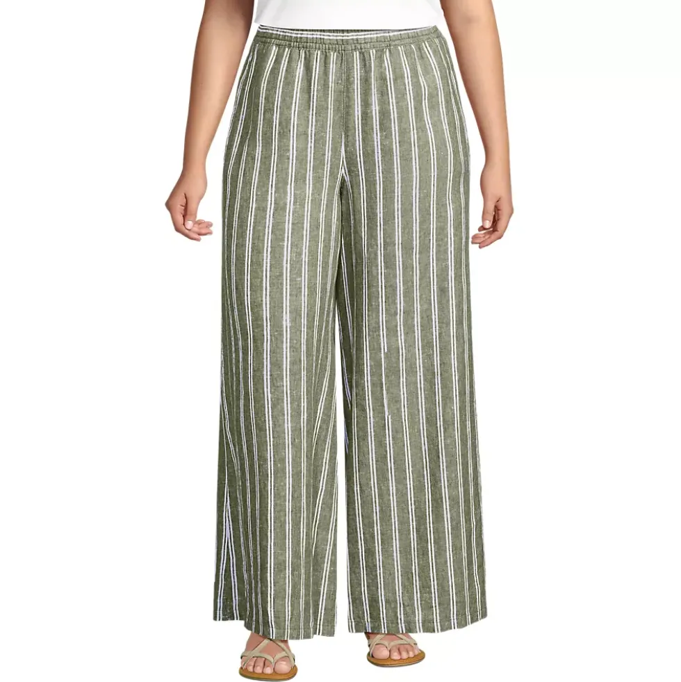 Women's Linen High Rise Palazzo Pants - Set Bottom