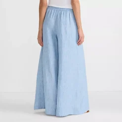 Women's Linen High Rise Palazzo Pants - Set Bottom