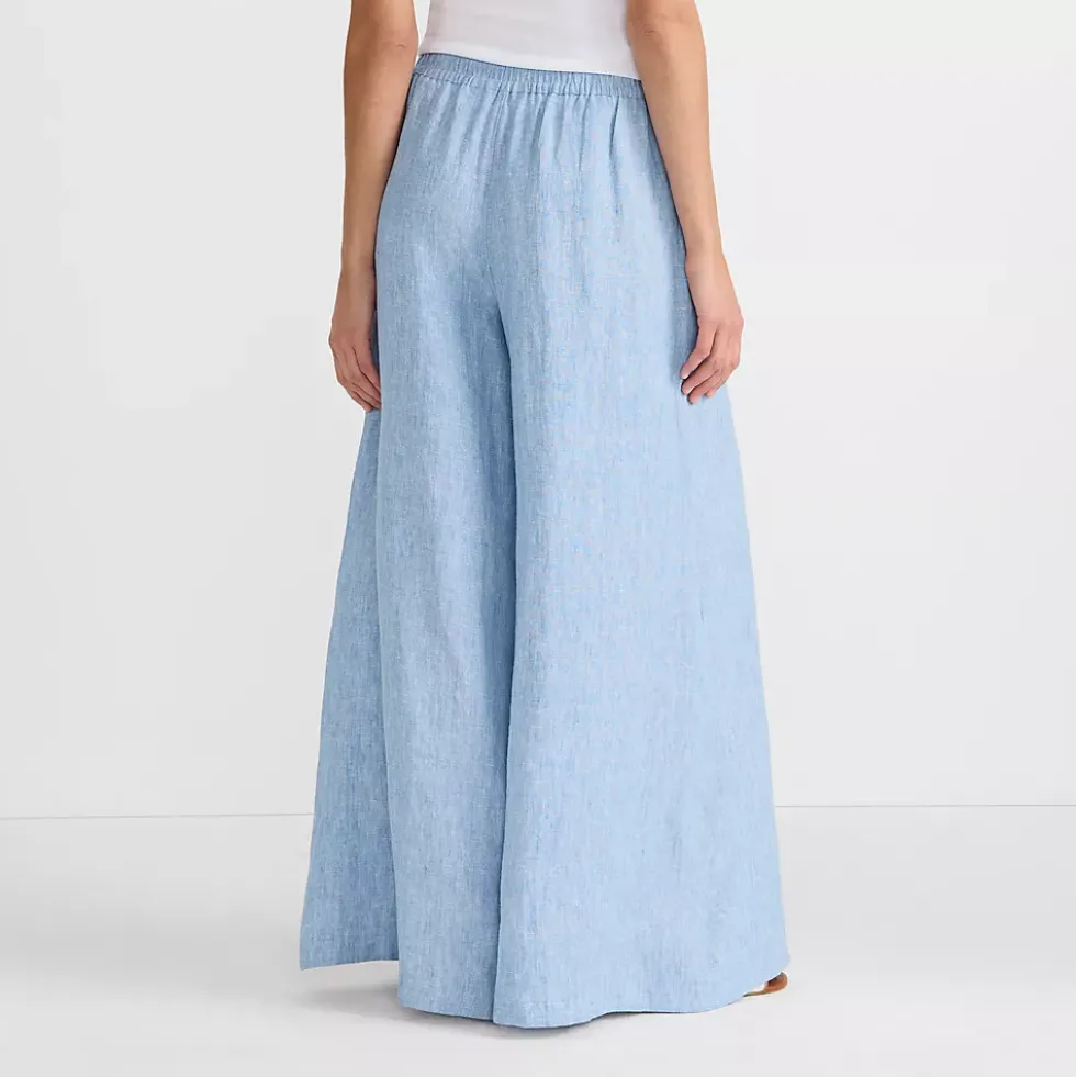 Women's Linen High Rise Palazzo Pants - Set Bottom