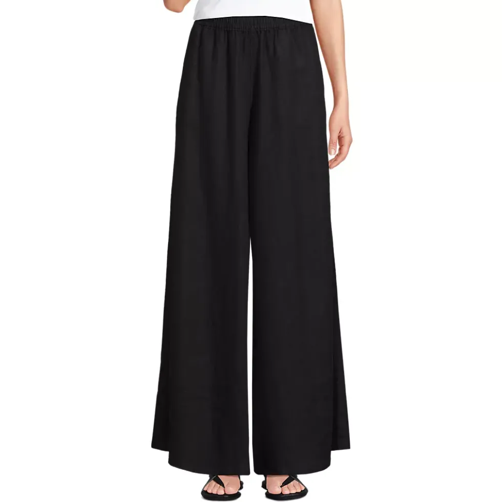 Women's Linen High Rise Palazzo Pants - Set Bottom