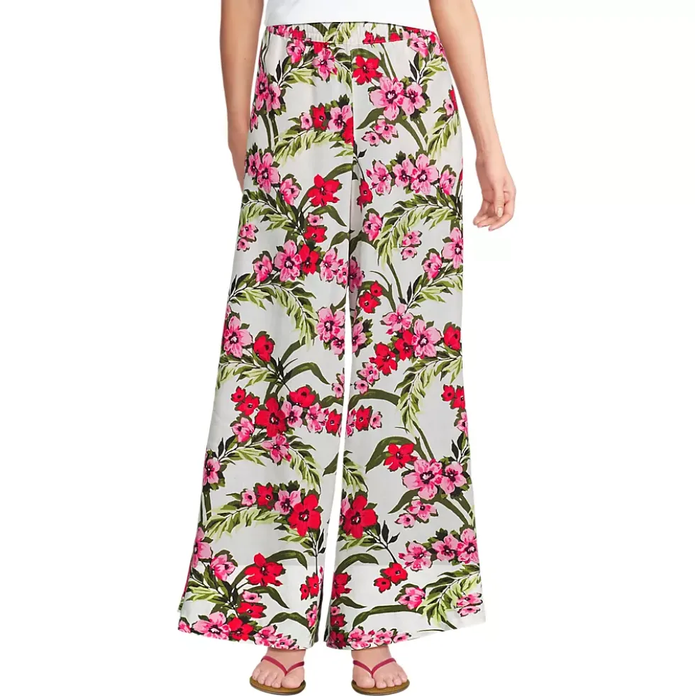 Women's Linen High Rise Palazzo Pants - Set Bottom