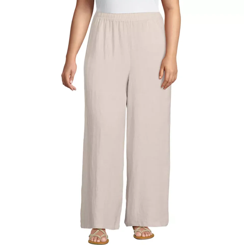 Women's Linen High Rise Palazzo Pants - Set Bottom