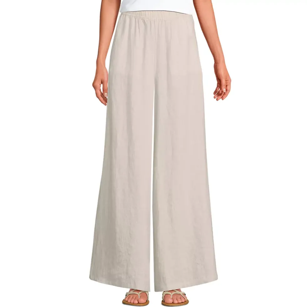 Women's Linen High Rise Palazzo Pants - Set Bottom