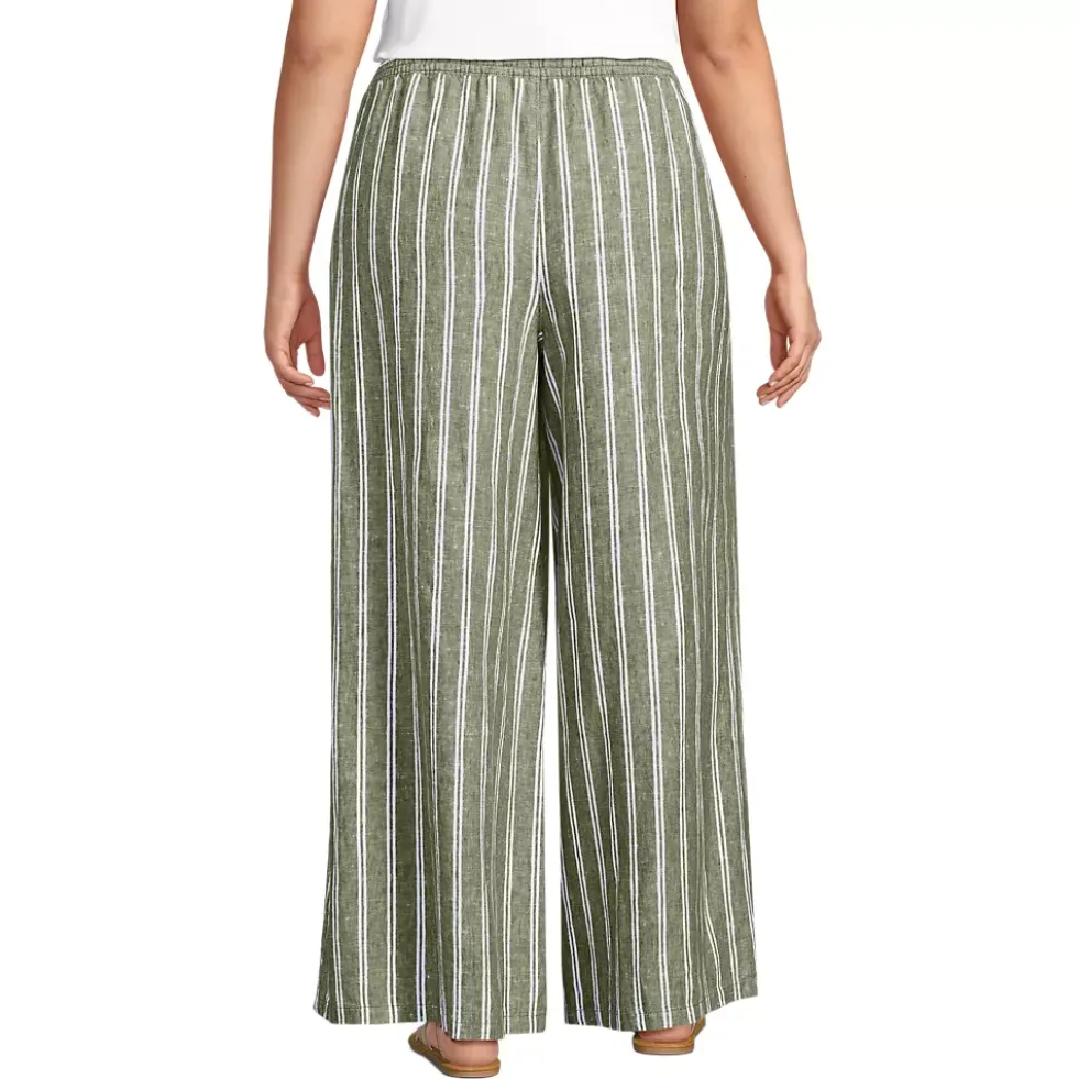 Women's Linen High Rise Palazzo Pants - Set Bottom