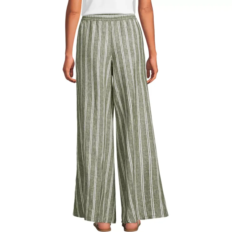 Women's Linen High Rise Palazzo Pants - Set Bottom