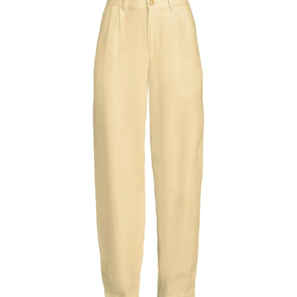 Women's Linen High Rise Pleated Barrel Leg Ankle Pants