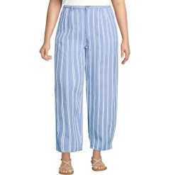 Women's Linen High Rise Pleated Barrel Leg Ankle Pants