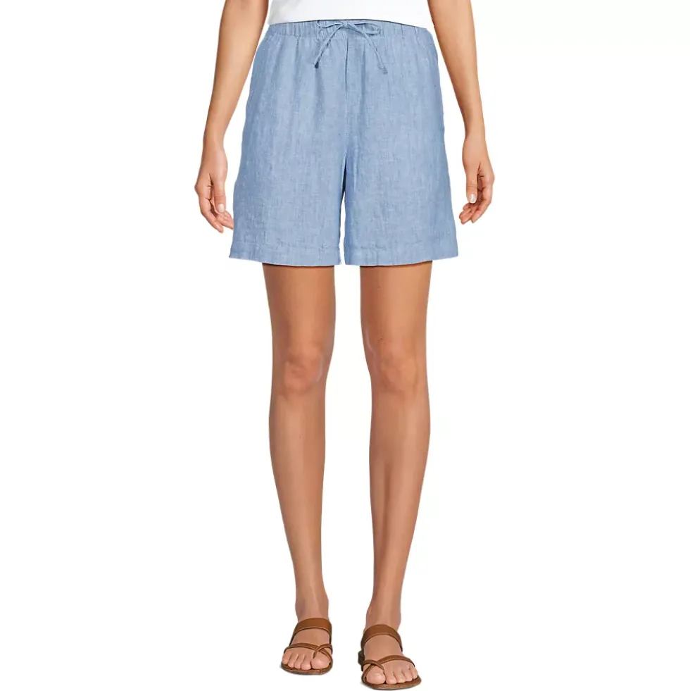 Women's Linen High Rise Pull On 7" Shorts