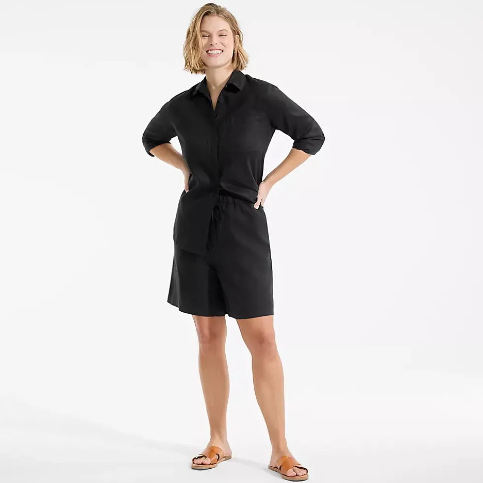 Women's Linen High Rise Pull On 7" Shorts