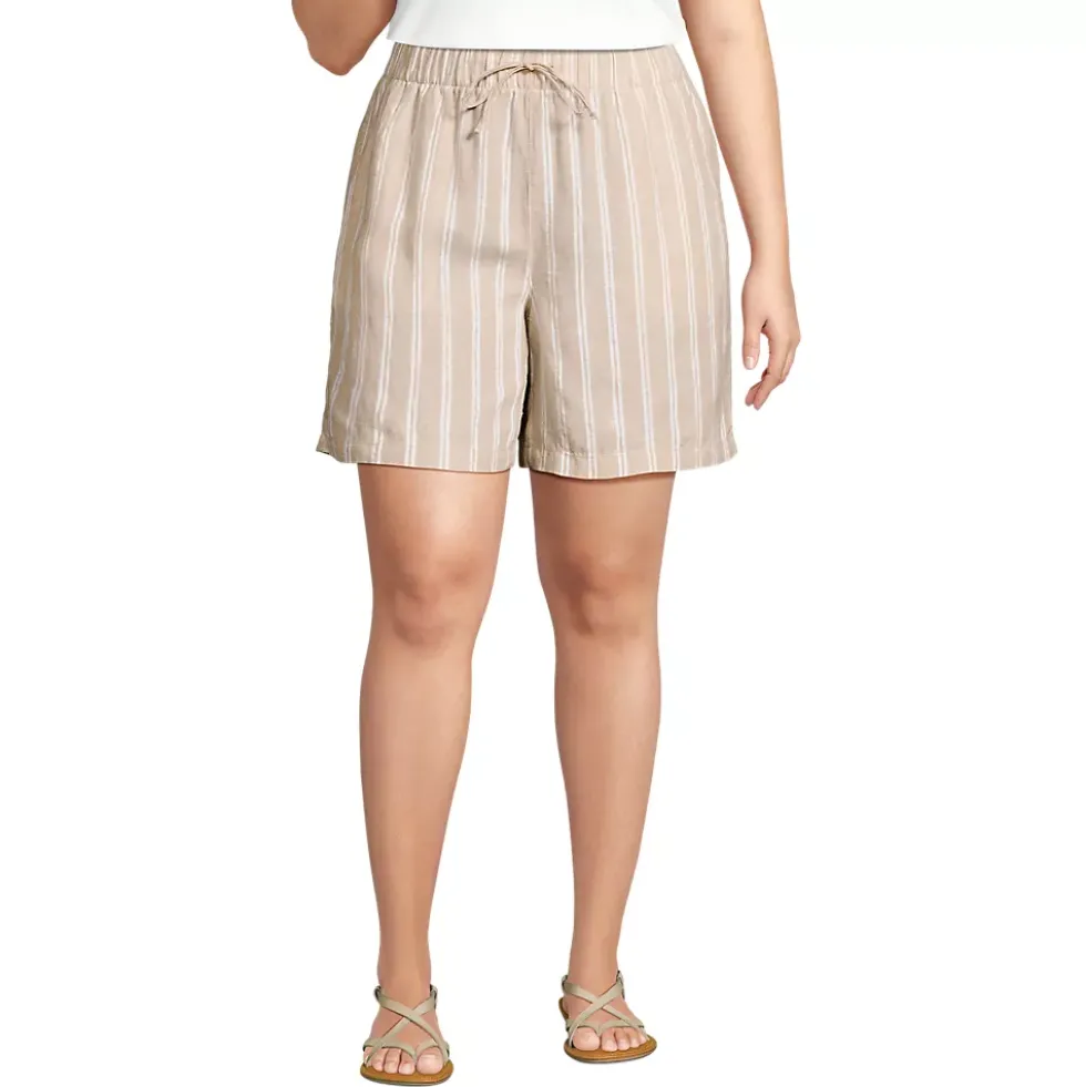 Women's Linen High Rise Pull On 7" Shorts