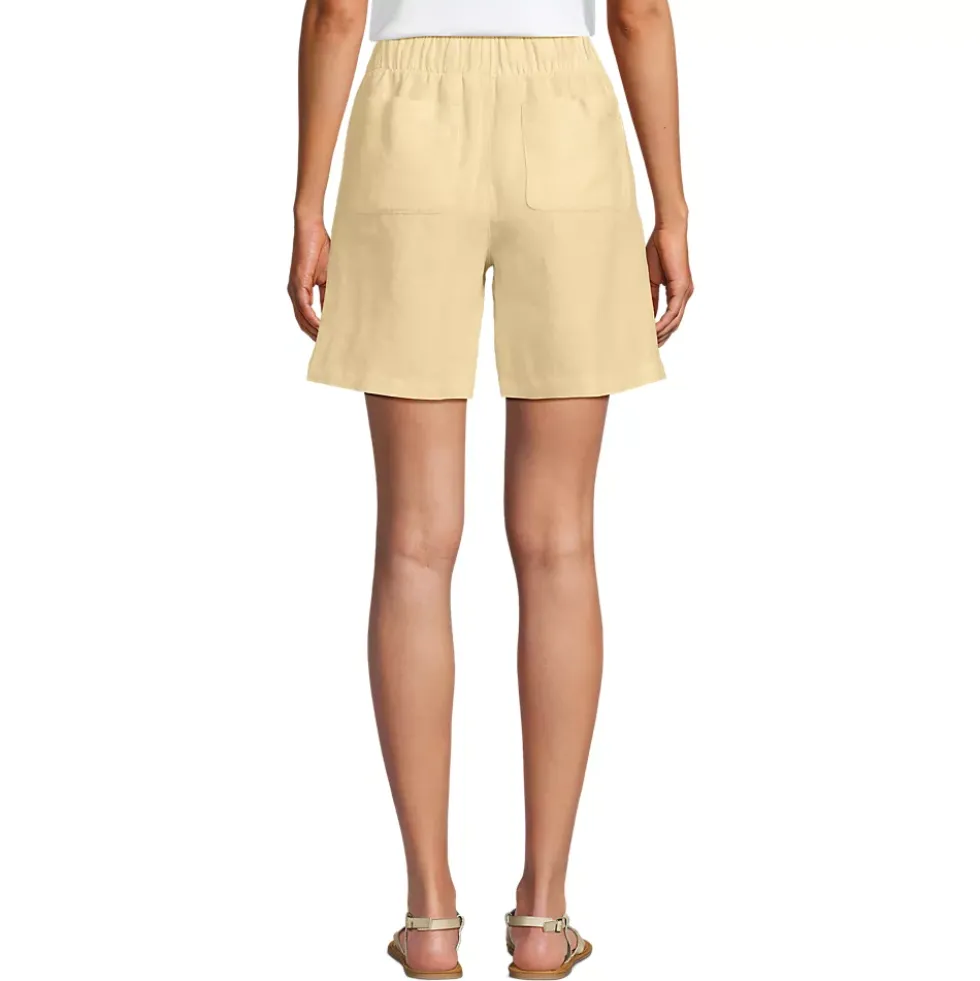 Women's Linen High Rise Pull On 7" Shorts
