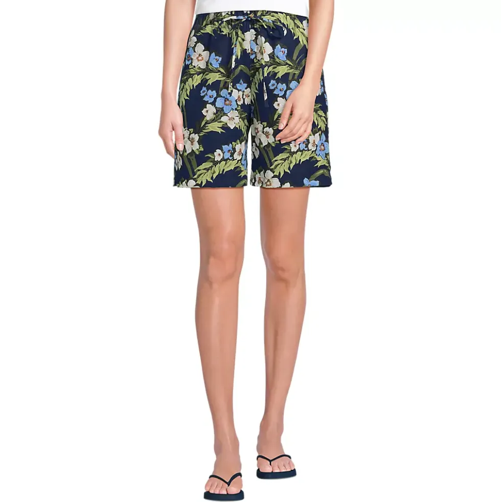 Women's Linen High Rise Pull On 7" Shorts