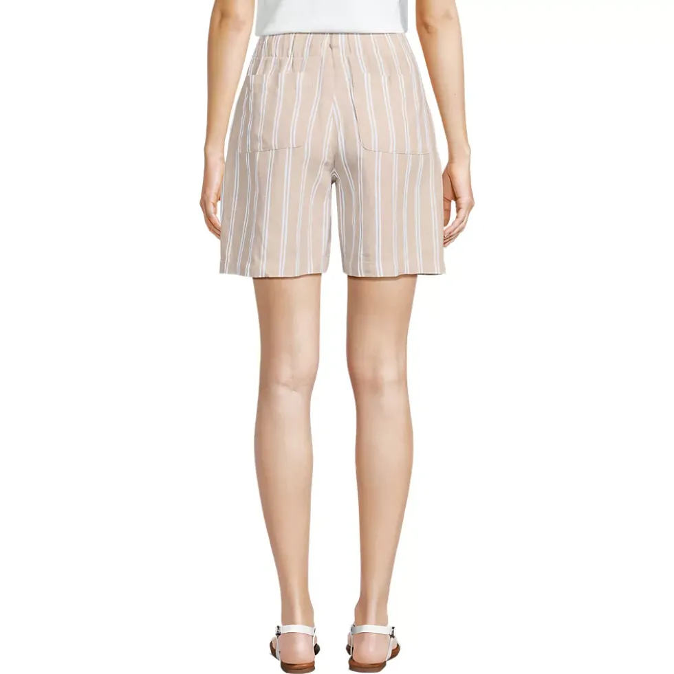 Women's Linen High Rise Pull On 7" Shorts