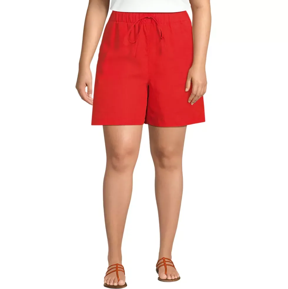 Women's Linen High Rise Pull On 7" Shorts