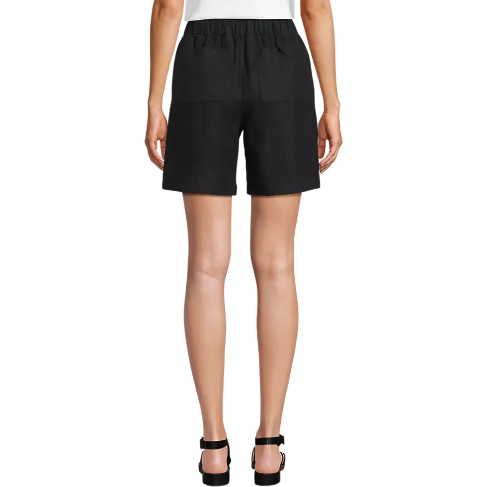Women's Linen High Rise Pull On 7" Shorts