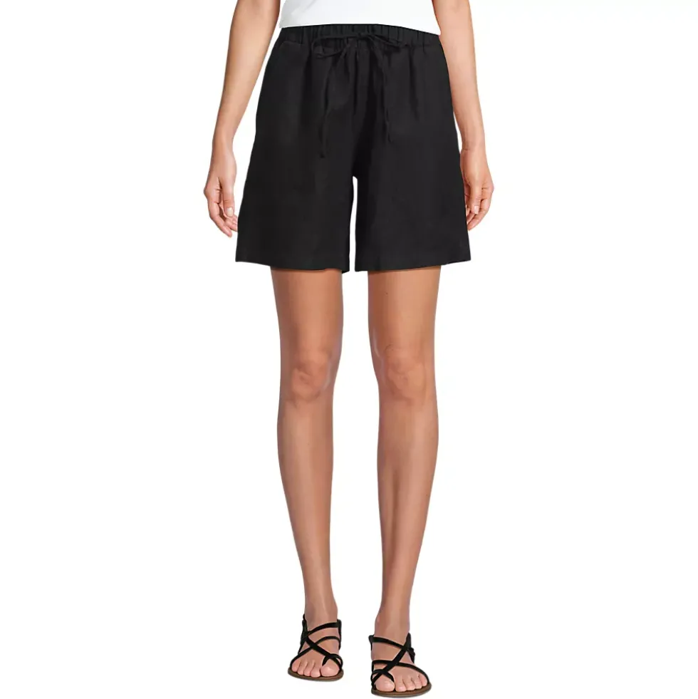 Women's Linen High Rise Pull On 7" Shorts