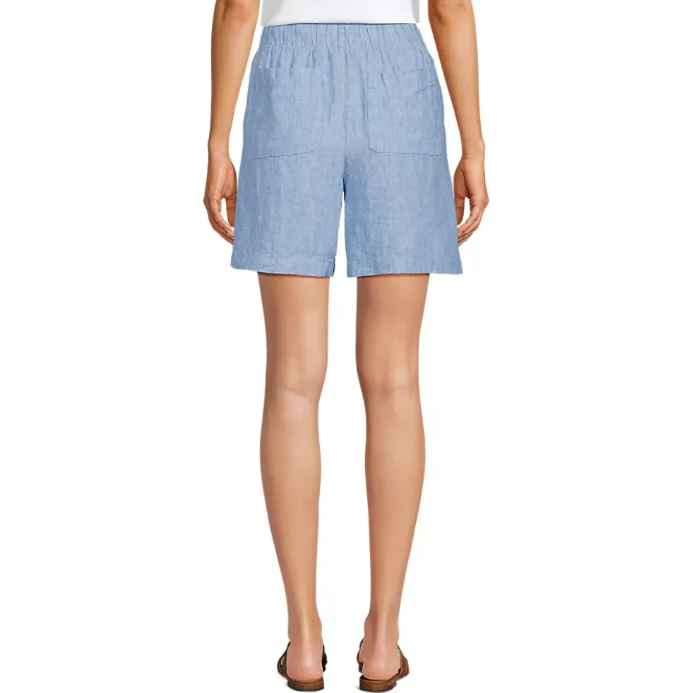 Women's Linen High Rise Pull On 7" Shorts