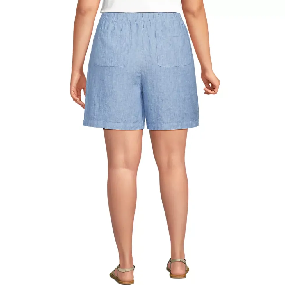 Women's Linen High Rise Pull On 7" Shorts